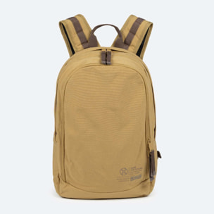 Mochila Sostenible de Doble Compartimento Mostaza TECA RECYCLED. BACKPACK.