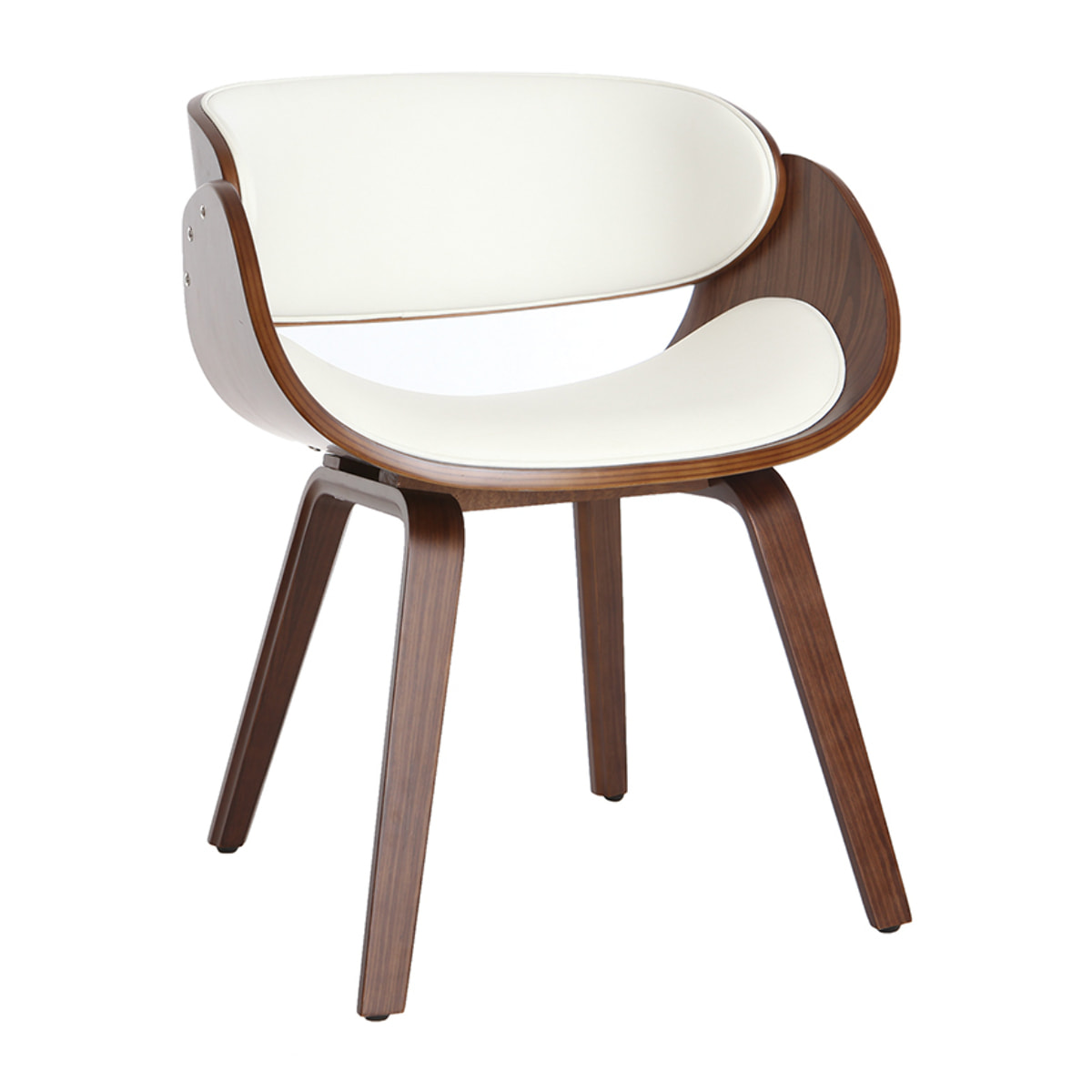 Chaise design blanc et bois foncé noyer BENT