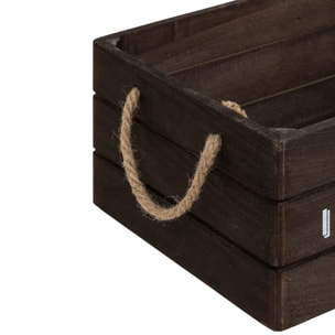 Lot de 3 cagettes bois "Denys" L23/29/35cm marron tonka