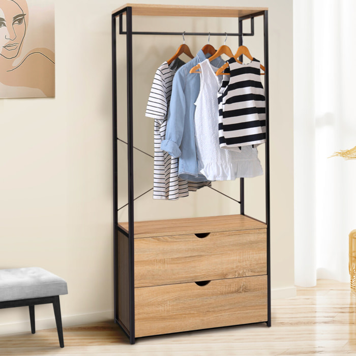 Dressing Memphis avec penderie et double tiroirs 80x167cm