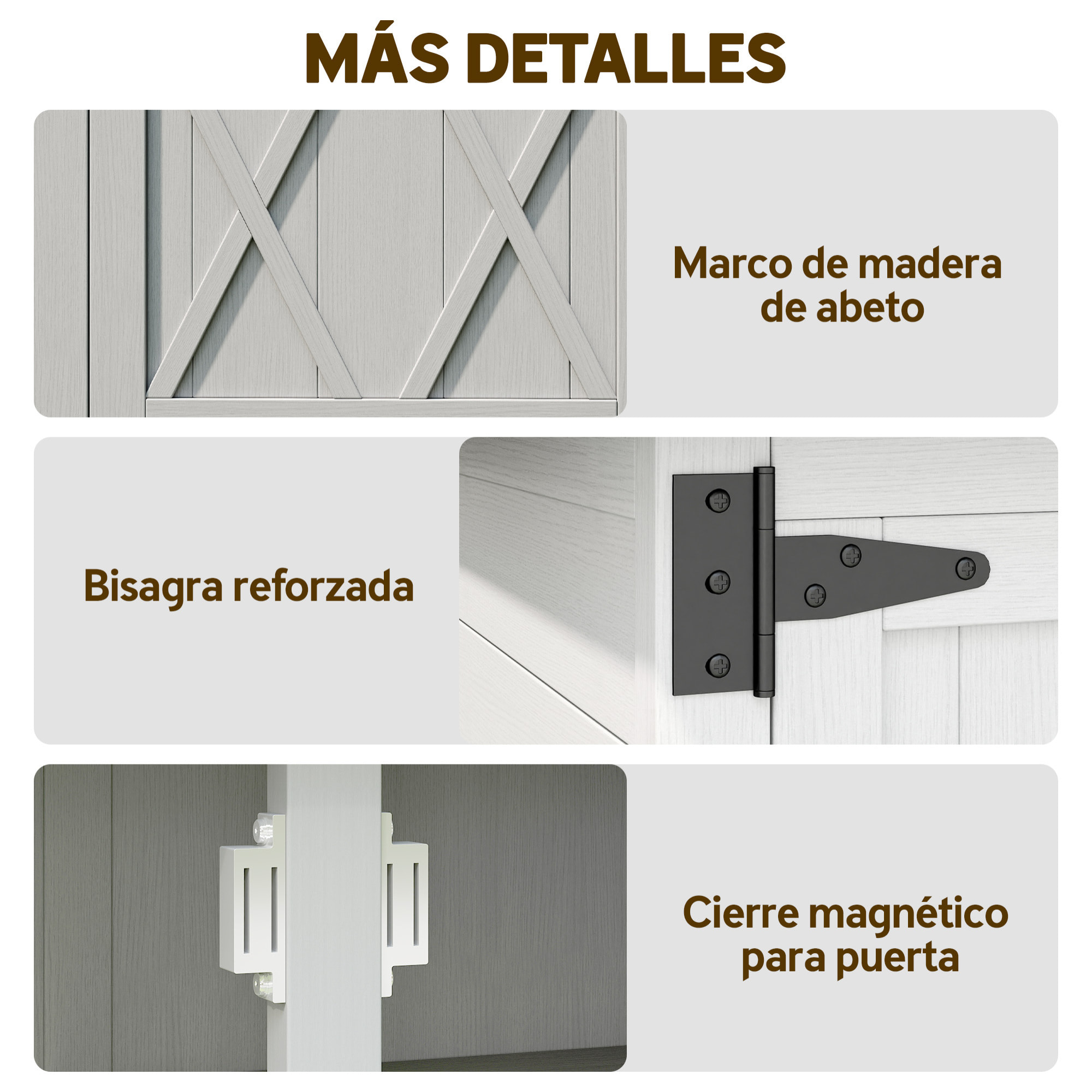 Caseta de Jardín de Madera, 75x40x90 cm, Cobertizo Jardín Exterior, Armario para Almacenaje de Herramientas, con 4 Estantes, 2 Puertas y Techo de Acero Galvanizado, Gris