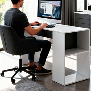 Scrivania Da Lavoro Per Computer Desk Con Cassetto Reversibile Design Moderno Ufficio Home Office Casa 73 x 101 x 50 Cm Bianco e Grigio Antracite