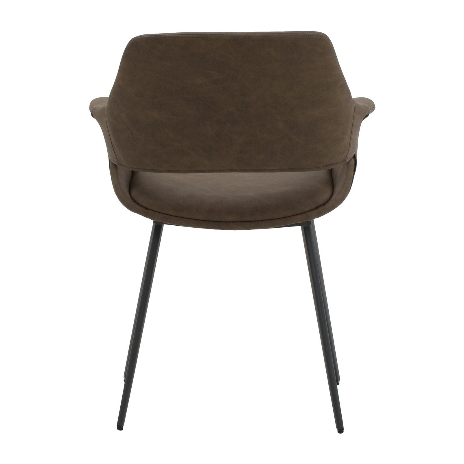 Set di 2 sedie EMBAJADORES in similpelle marrone e gambe in metallo nero, con braccioli