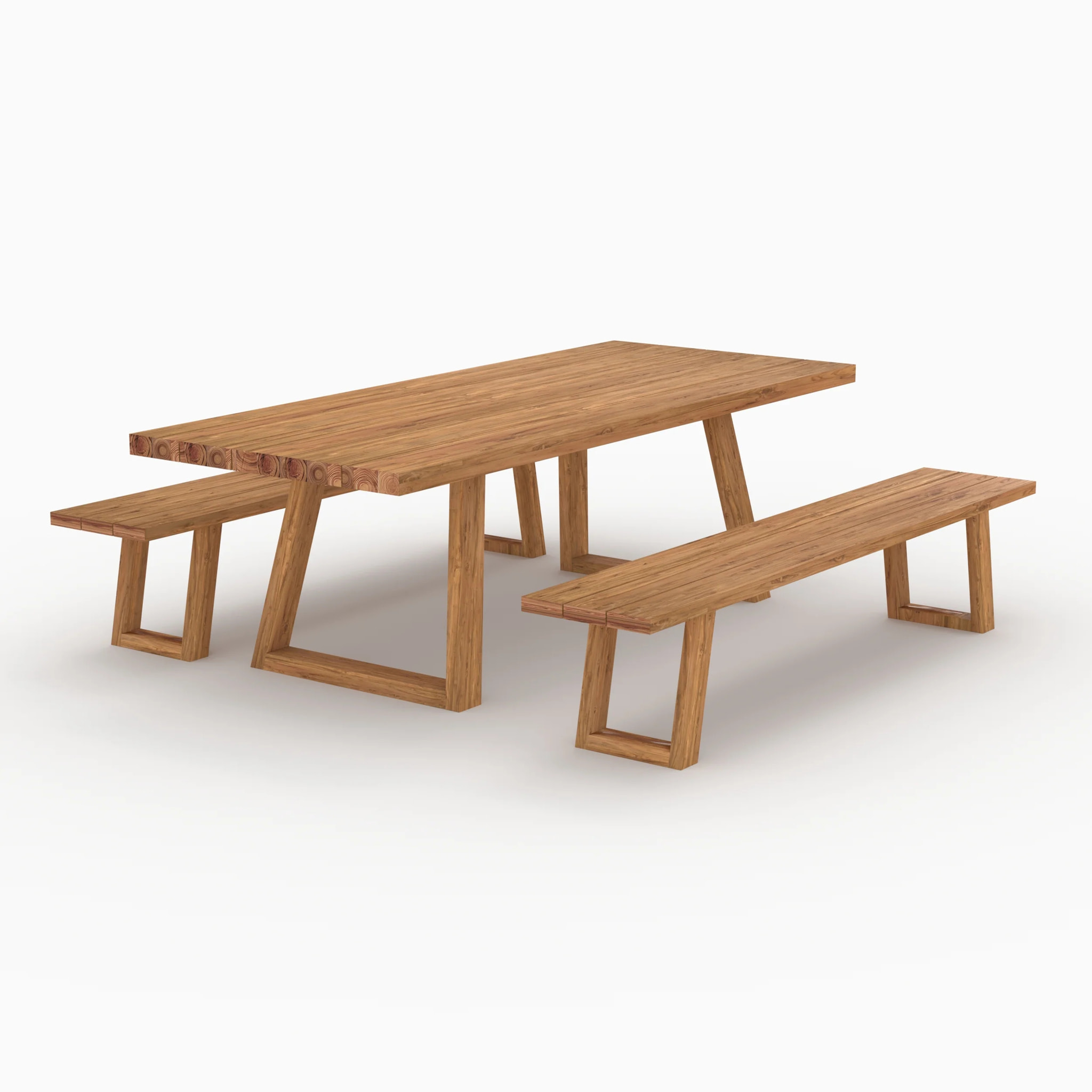 Table et bancs de jardin 10 personnes en bois - Luma