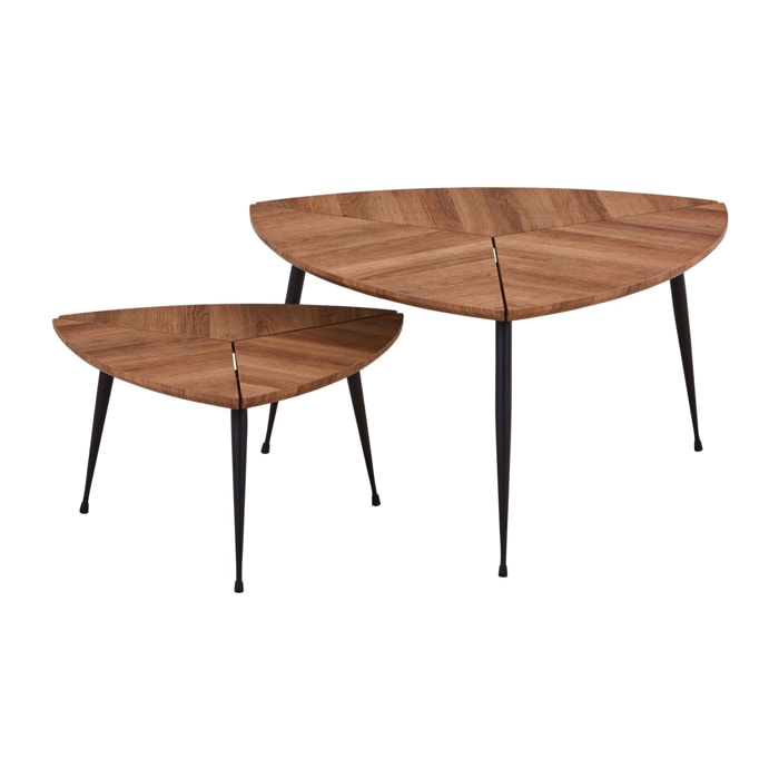 SET DE 2 TABLES GIGOGNES EN FIBRE DE BOIS NATUREL Ø70 ET Ø48  COBRA