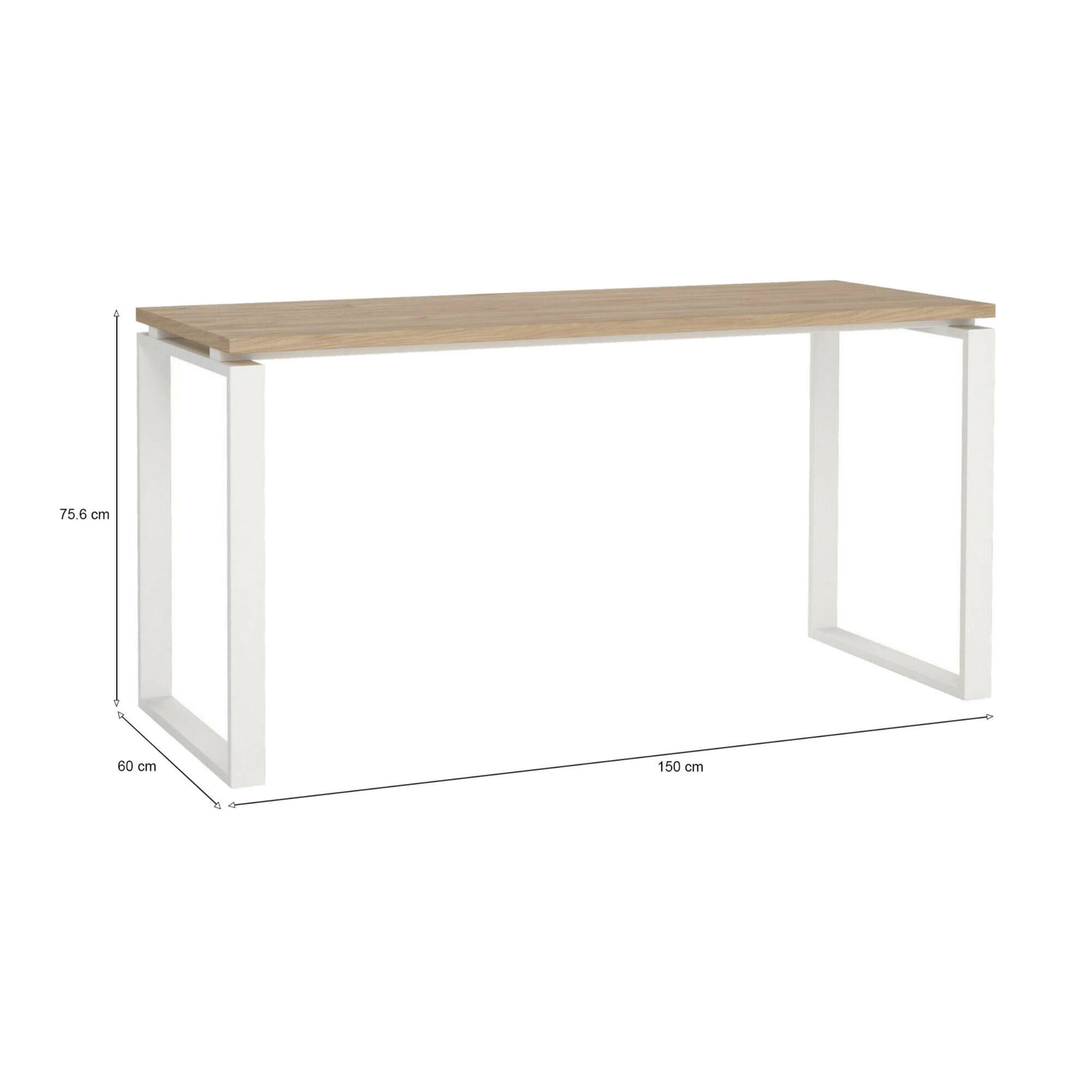 Scrivania Arignano, Scrittoio multiuso, Tavolo per ufficio porta PC, Piano di lavoro, 150x60 h76 cm, Rovere e Bianco