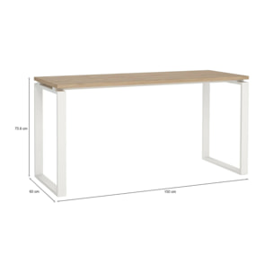 Scrivania Arignano, Scrittoio multiuso, Tavolo per ufficio porta PC, Piano di lavoro, 150x60 h76 cm, Rovere e Bianco