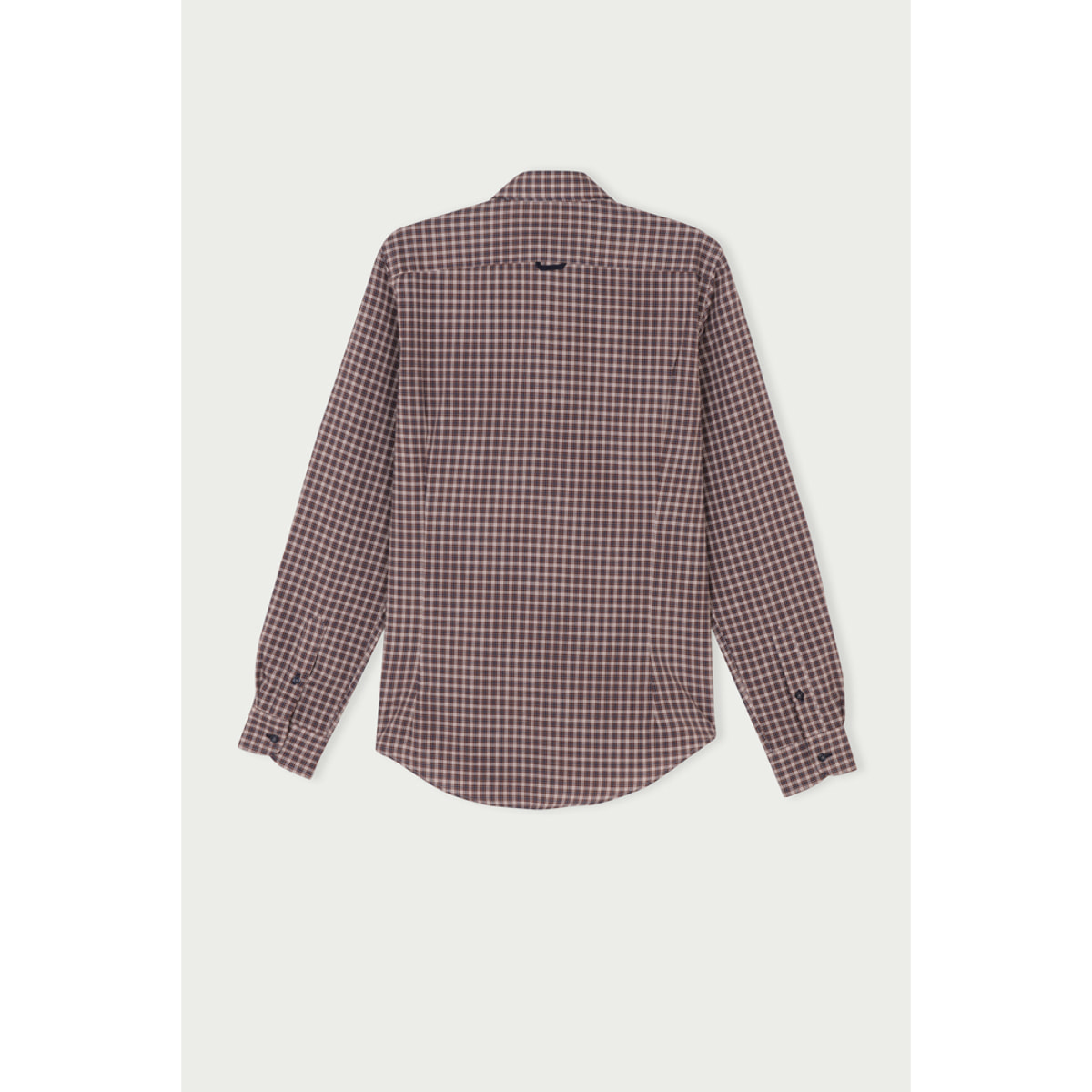 Camicia Uomo 1 Bottone Button Down Slim Cotone Poliestere Quadro Medio Blu/Grigio Scuro