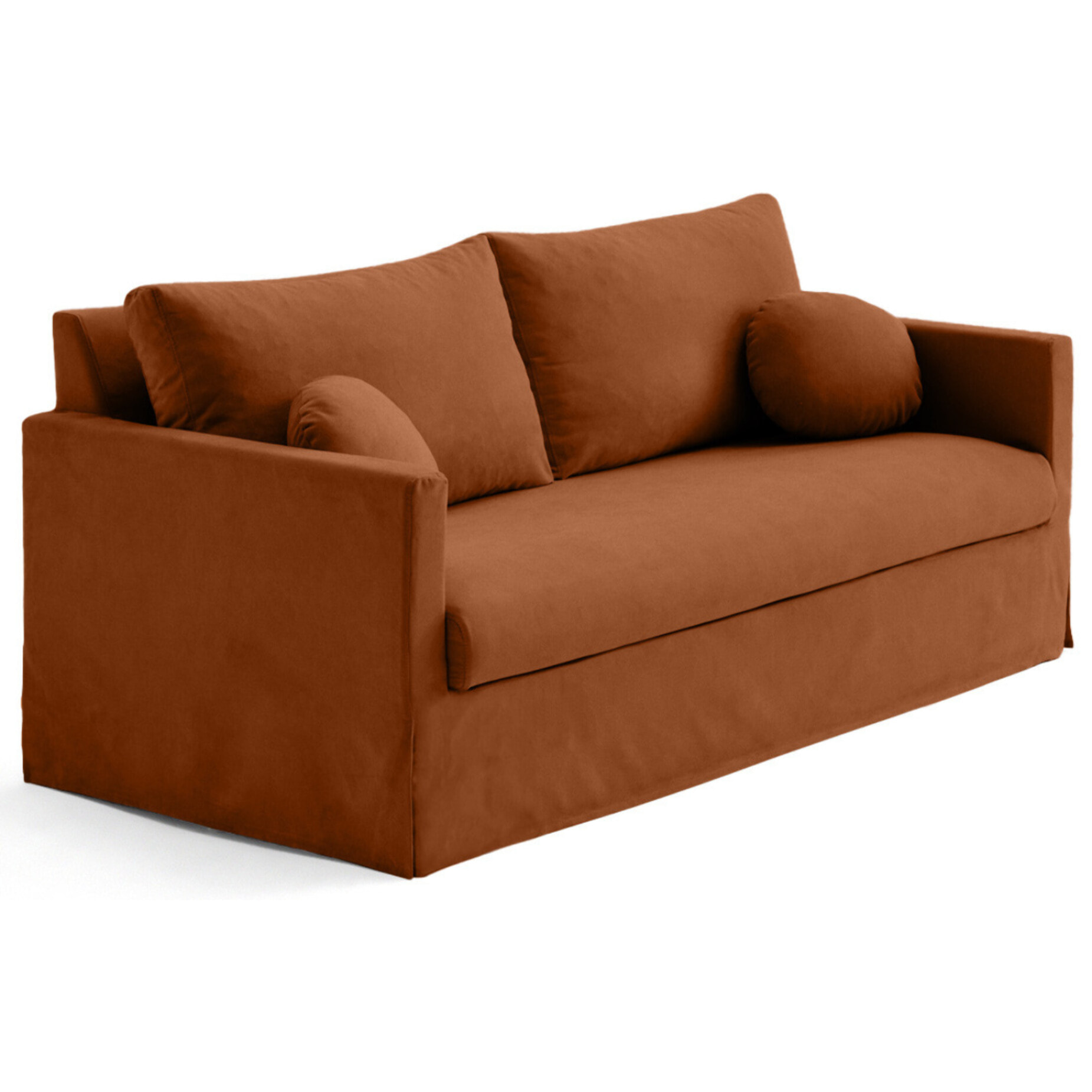 Serena - canapé droit déhoussable 3 places en tissu - Rouille