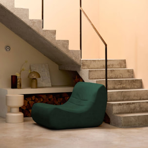 Fauteuil chauffeuse en velours style contemporain 1 place vert