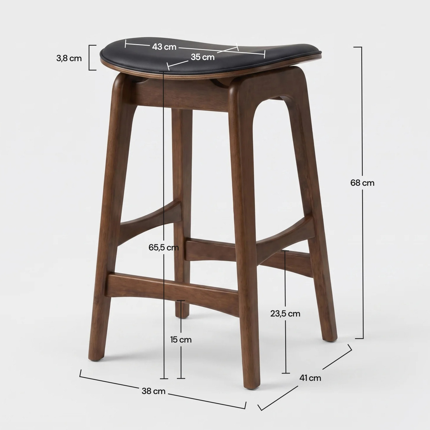 Lot de 2 tabourets pour îlot 65,5 cm en bois foncé et similicuir noir - Jude