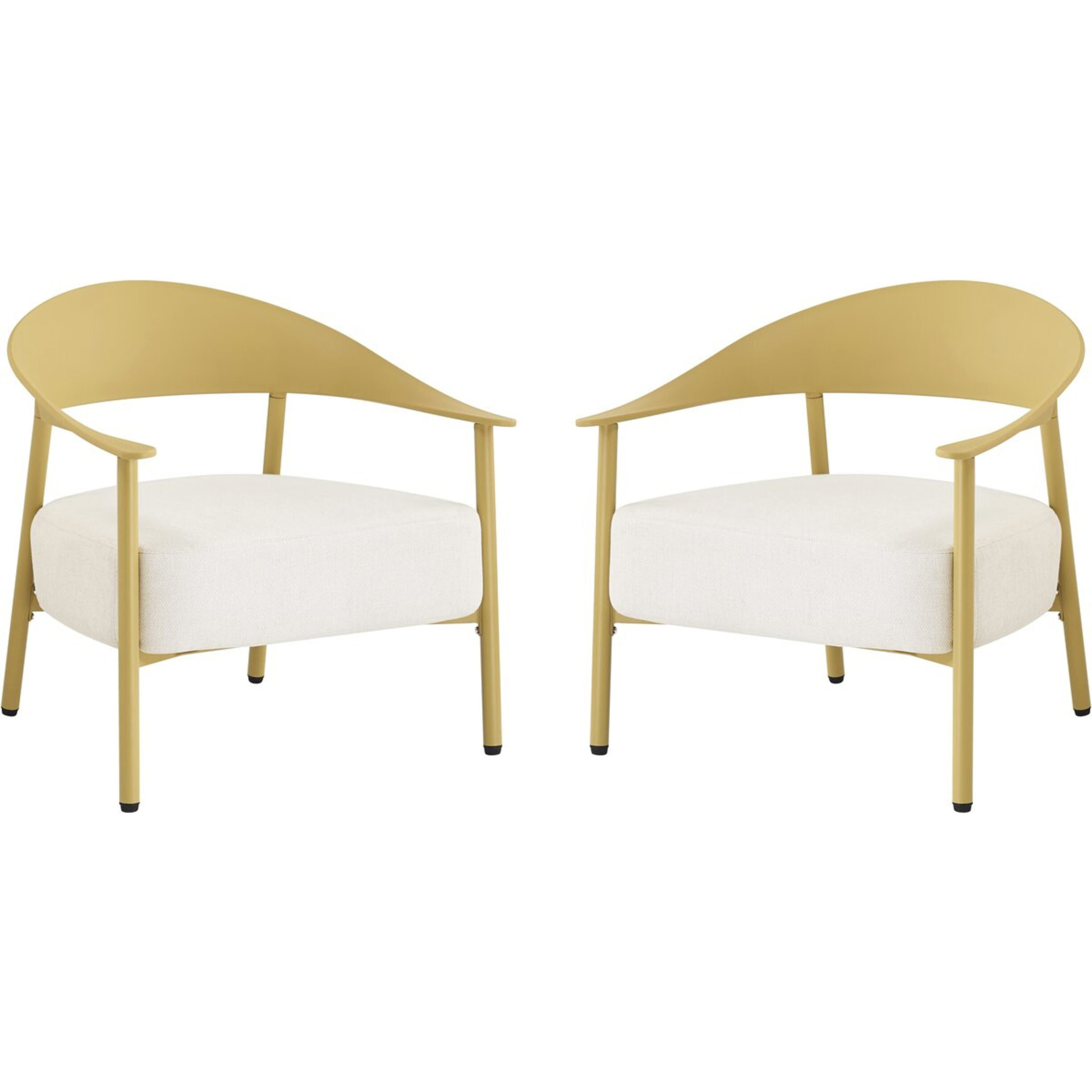 Lot de 2 fauteuils de jardin en plastique et métal "Céora" - Jaune