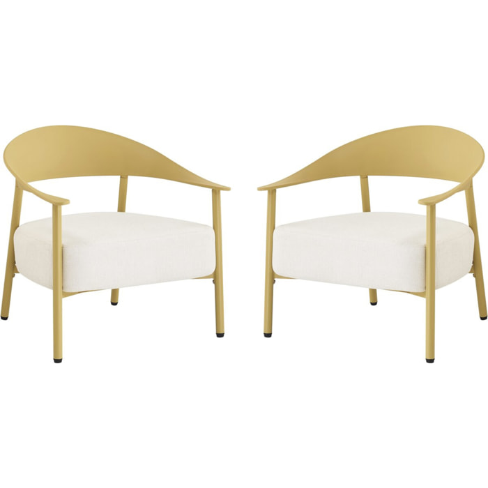 Lot de 2 fauteuils de jardin en plastique et métal "Céora" - Jaune