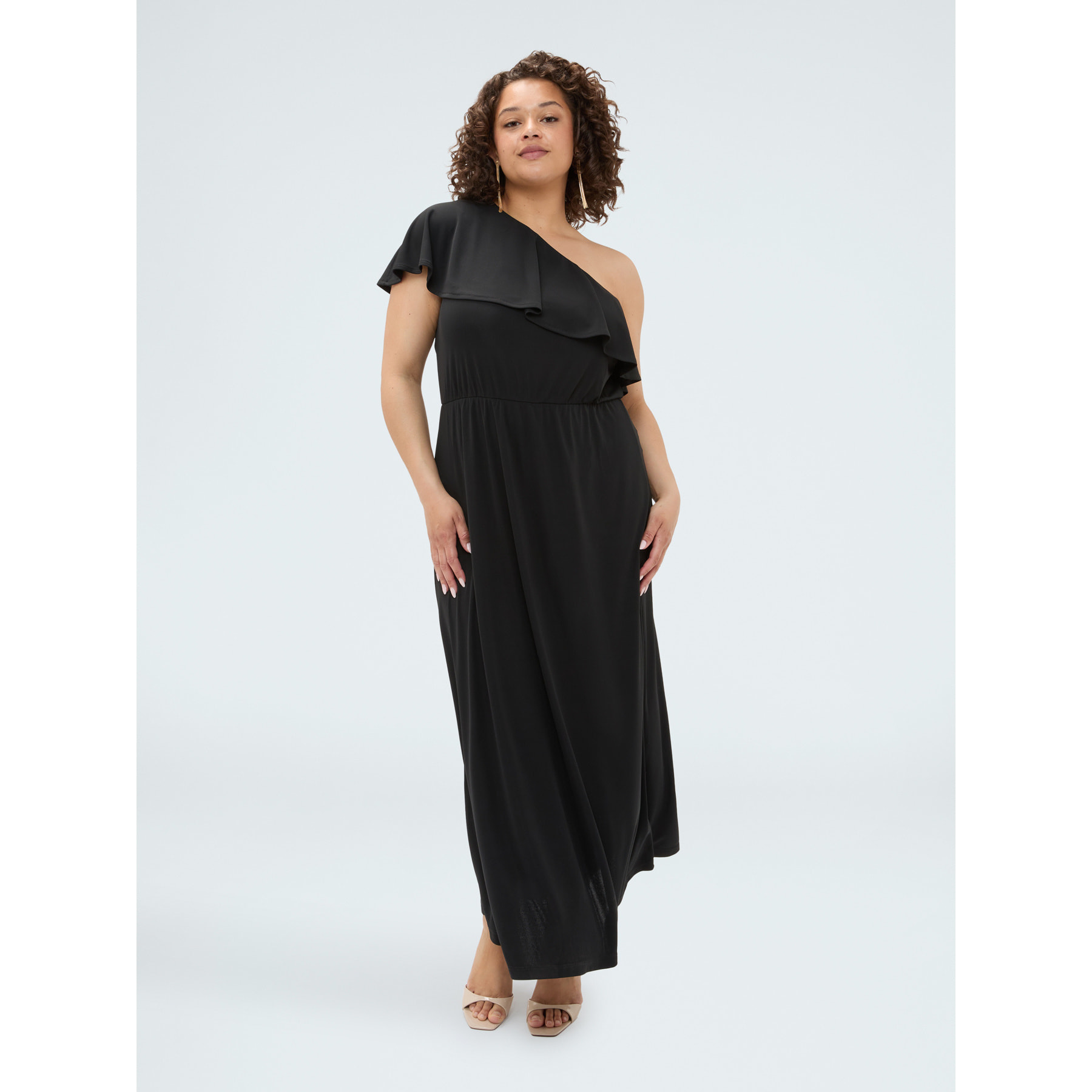 Fiorella Rubino - Vestido Dream asimétrico con volante - Negro