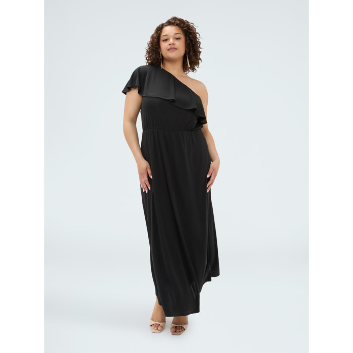 Fiorella Rubino - Vestido Dream asimétrico con volante - Negro