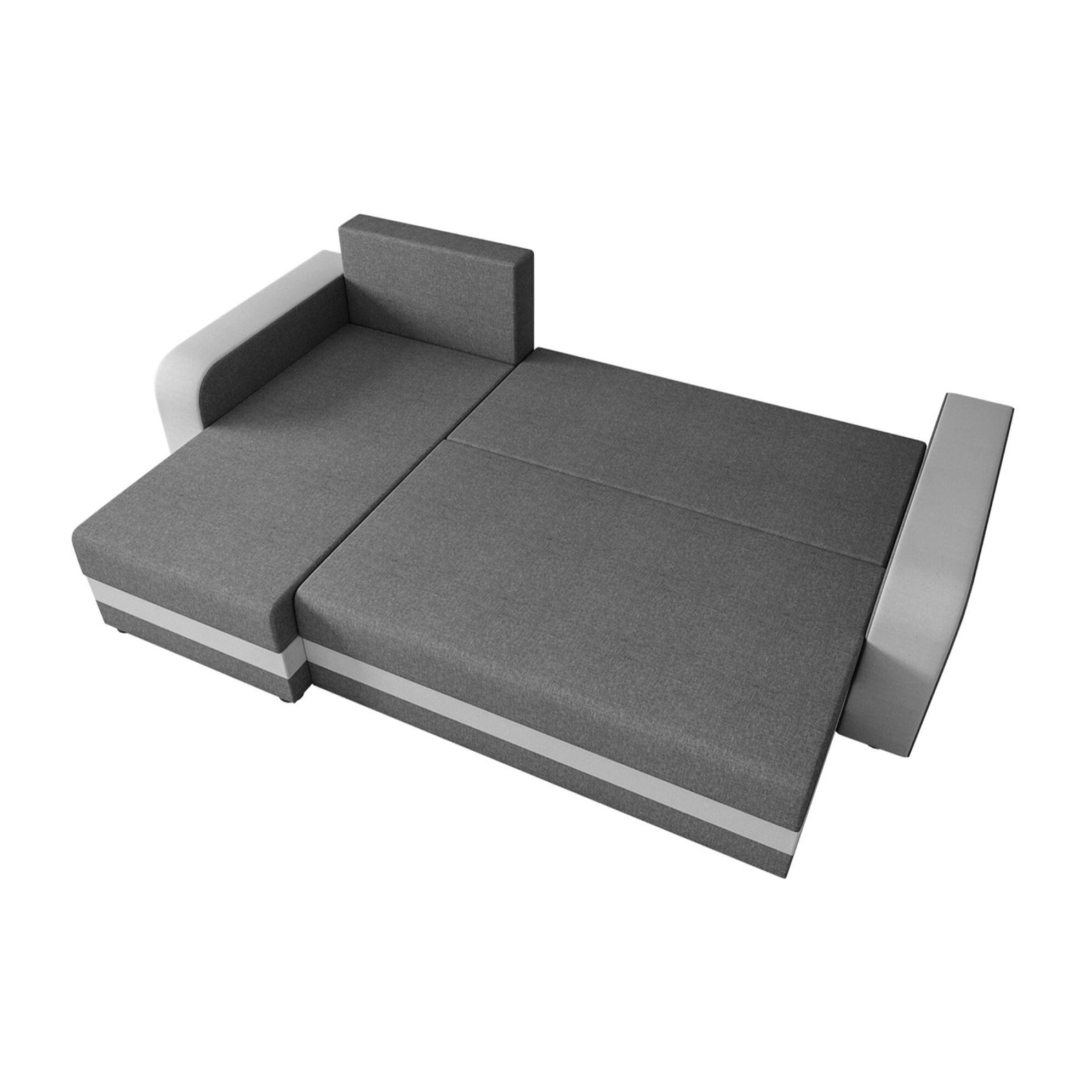 Harvey - Canapé d'angle réversible 4 places convertible avec coffre en tissu bicolore - Gris