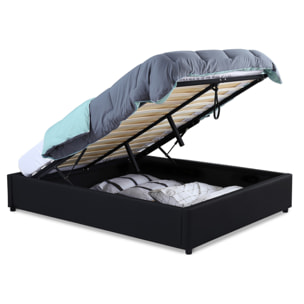 Lit coffre Otto en similicuir noir avec sommier 140x190cm