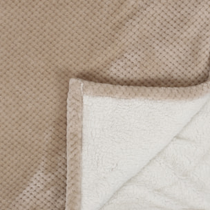 Plaid - HOME DECO FACTORY - Nid Abeille - Ultra-doux - Beige - 180 x 220 cm