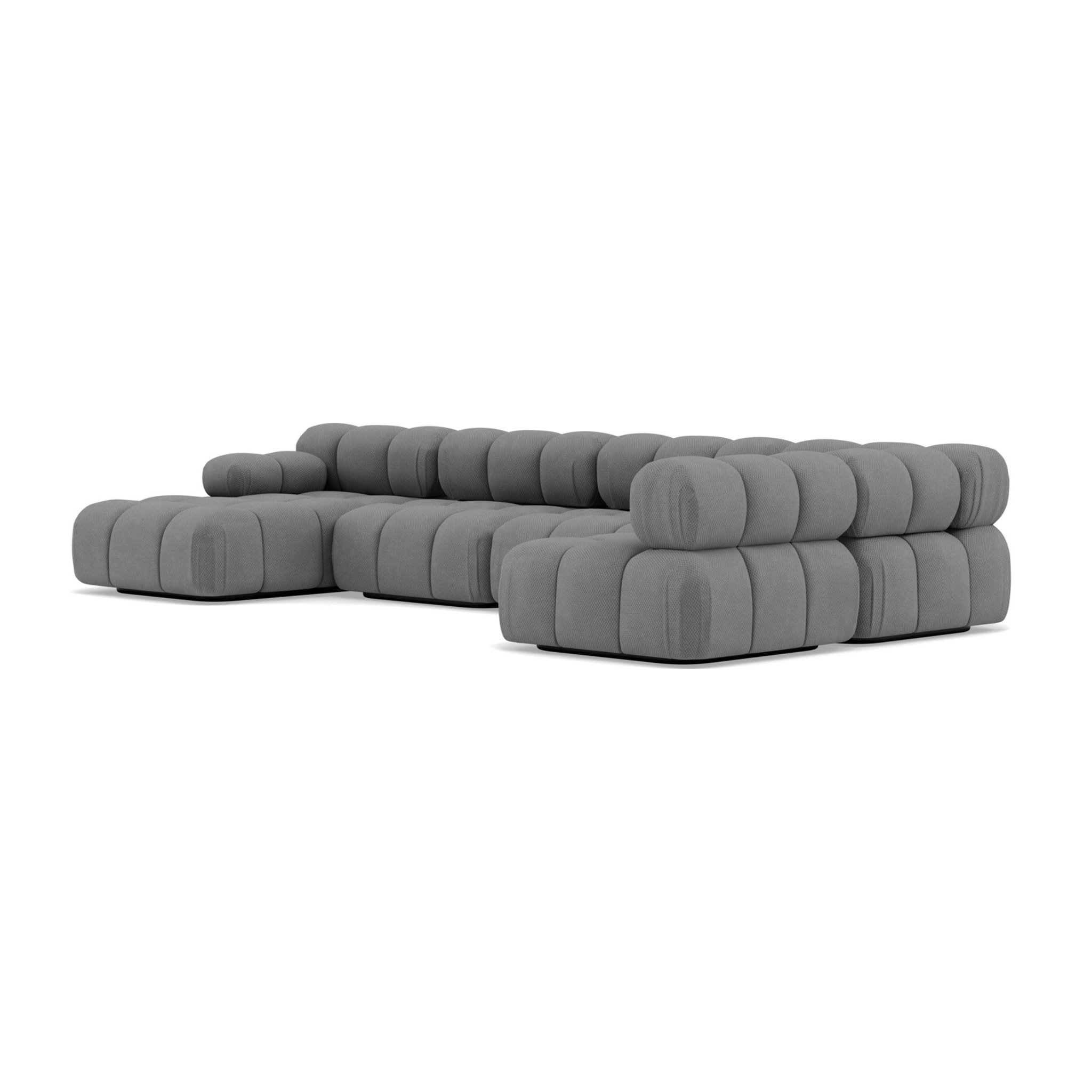 Ruby - canapé panoramique modulable d'angle droit 7 places en velours texturé - Gris