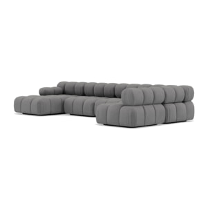 Ruby - canapé panoramique modulable d'angle droit 7 places en velours texturé - Gris