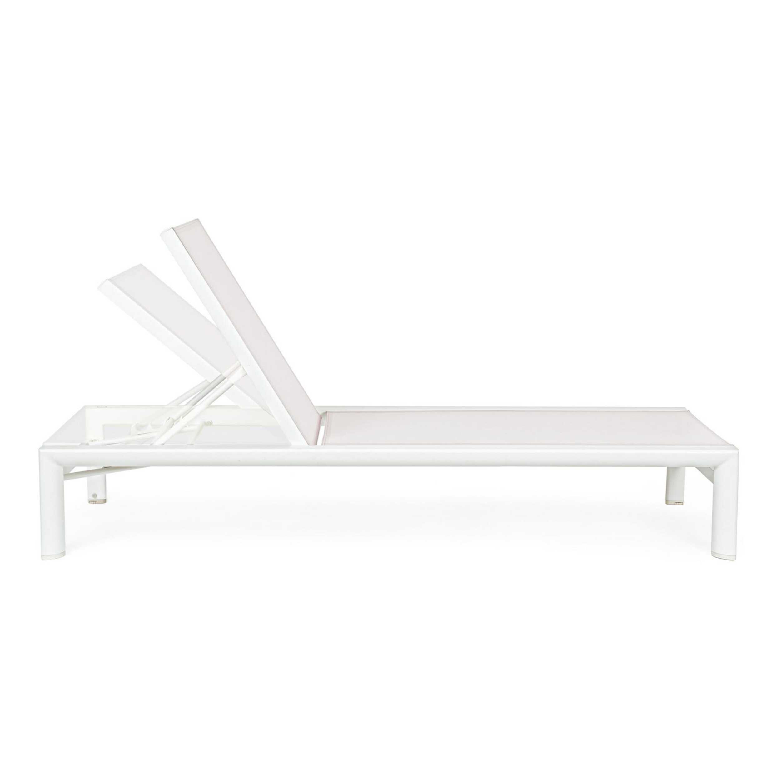 Lettino da giardino SKIPPER NEW con ruote, struttura in alluminio bianco e textilene
