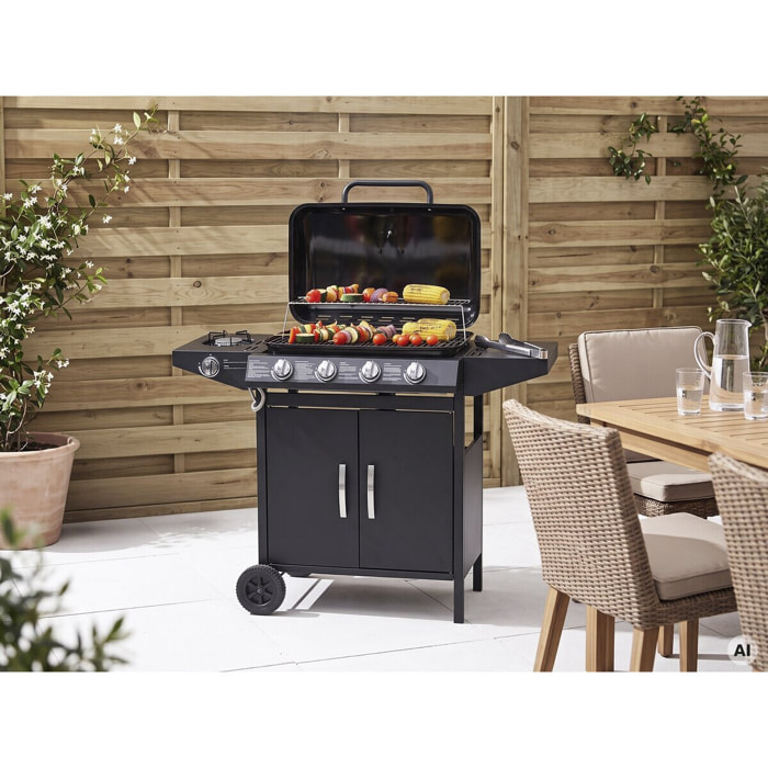 Barbecue gaz "Festa 5" - 5 brûleurs dont 1 latéral - 12.9 Kw- Noir