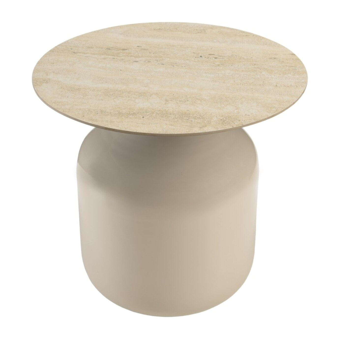 HORTENSE - Table d'appoint plateau carreaux vitrifiés pied en fer beige