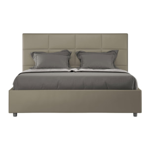 Cama sin somier acolchada 160x210 cuero sintético capuchino Mika