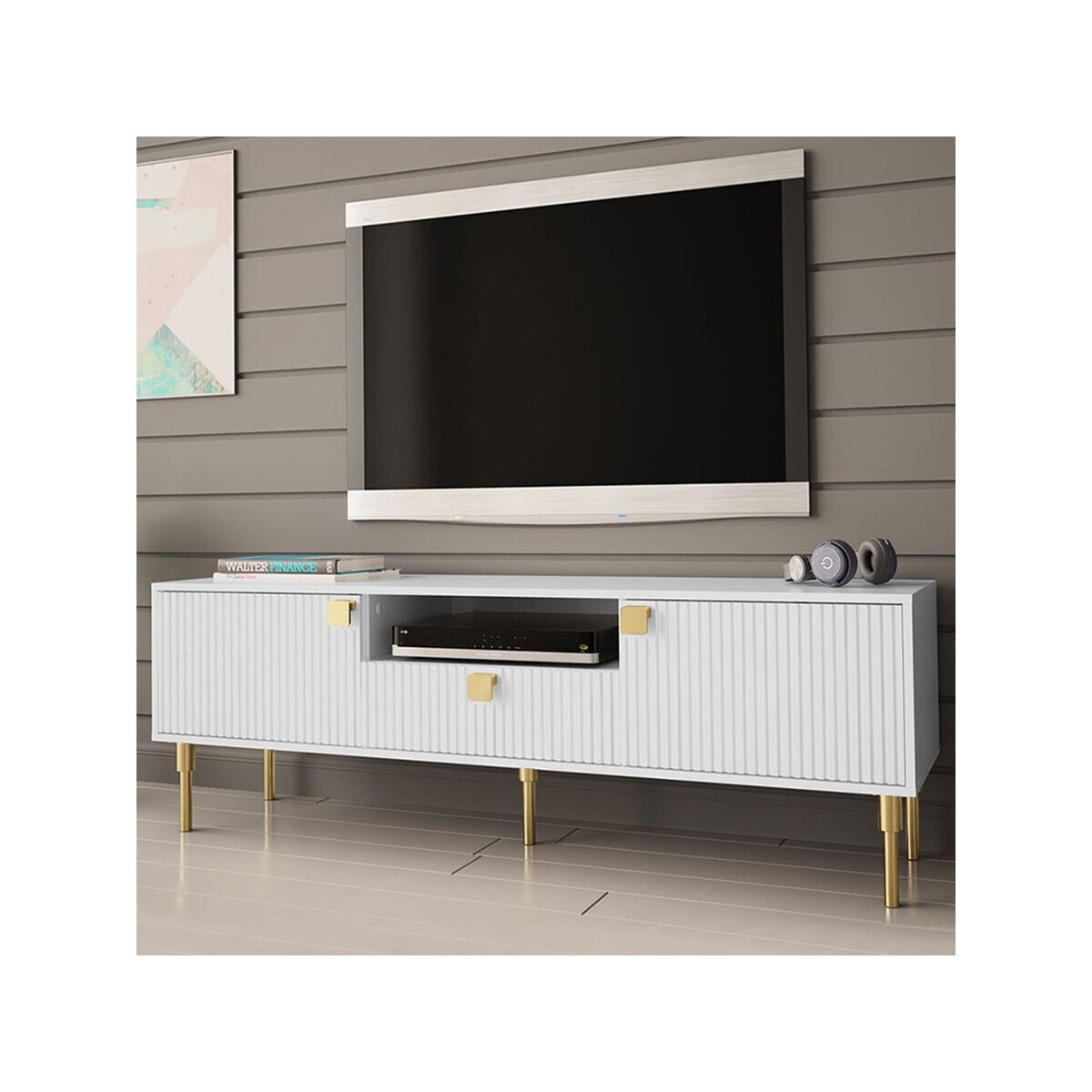 Meuble TV "Dorset " - 160 x 54 x 40 cm - Blanc