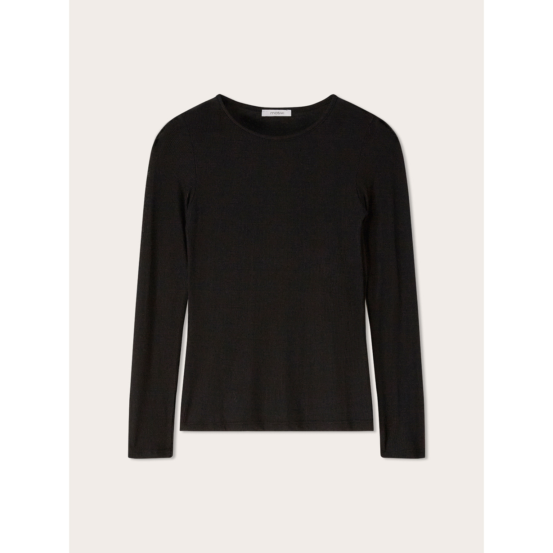 Motivi - T-shirt a coste in misto modal - Nero