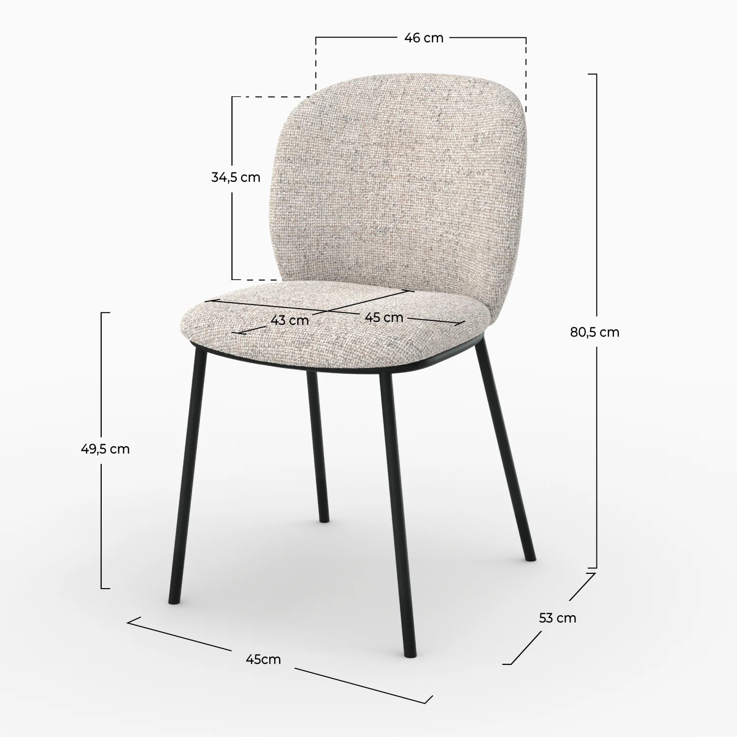 Lot de 2 chaises en tissu beige chiné - Adèle