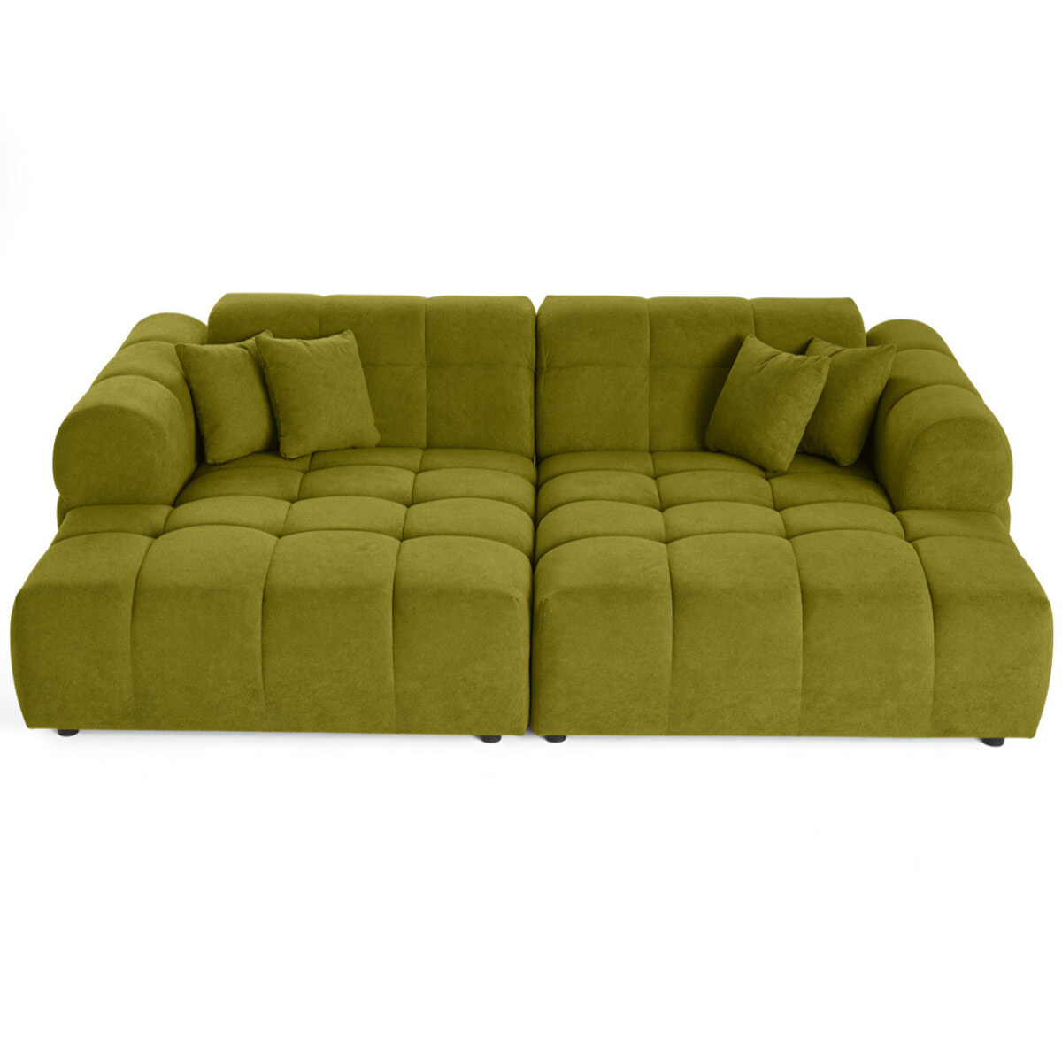 Ray - canapé droit 4 places avec double méridienne - assise profonde - en tissu texturé - Vert