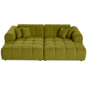 Ray - canapé droit 4 places avec double méridienne - assise profonde - en tissu texturé - Vert