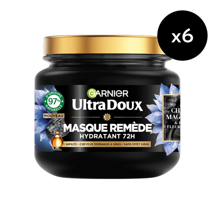 Lot de 6 - Garnier Ultra Doux Masque Remède Equilibrant Charbon Magnétique 340ml