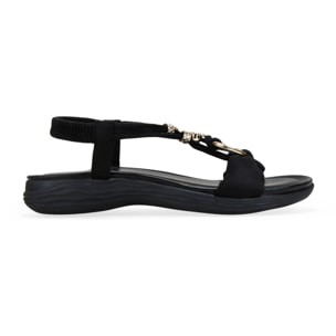 Sandalias elásticas negras con apliques metálicos