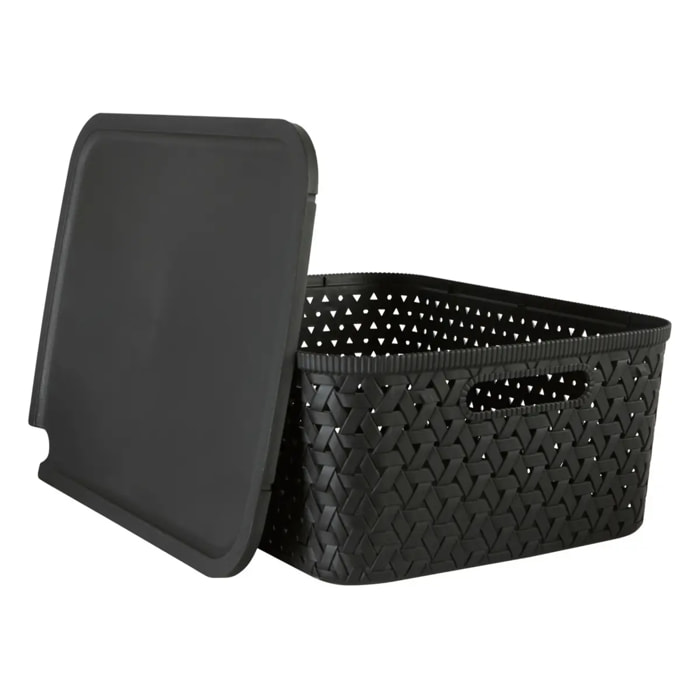 Panier "Tressy" en plastique noir 15L