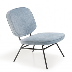ESTELLE - Chaise en velours bleu clair pieds métal noir