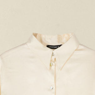 Oltre - Camisa de satén de viscosa - Blanco