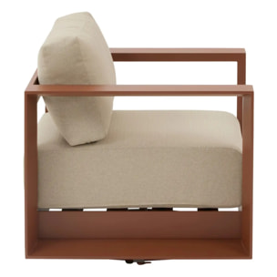 Fauteuil de salon de jardin rotatif ALLURE Beige / Acajou