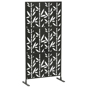Panneau décoratif extérieur métal - brise vue motif bambou - 92 x 40 x 192 cm - métal époxy noir