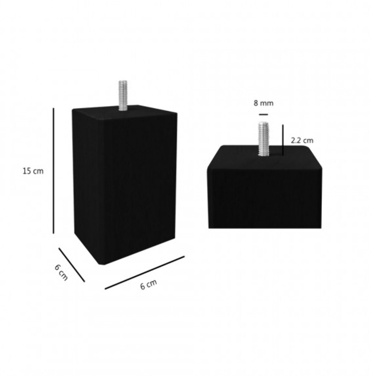 Pieds de lit 15 cm carrés en bois - lot de 4 - EDDY