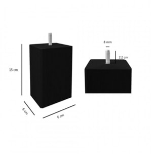 Pieds de lit 15 cm carrés en bois - lot de 4 - EDDY