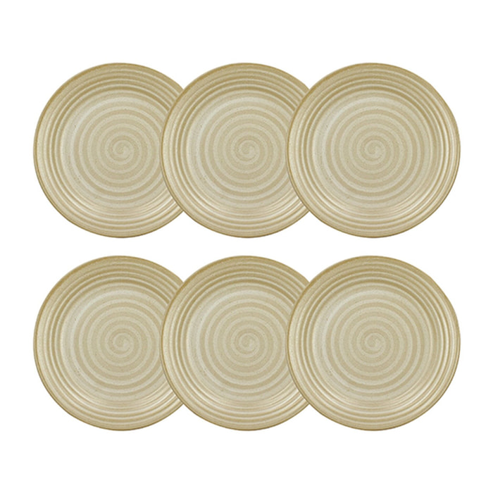Lot de 6 assiettes à dessert 21cm en grès jaune TURBOLINO