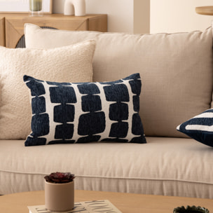 Housse de coussin Jeni chenille bleu égéen 50x30cm