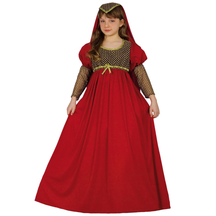 Abito Costume Carnevale Giulietta Rosso Bambina