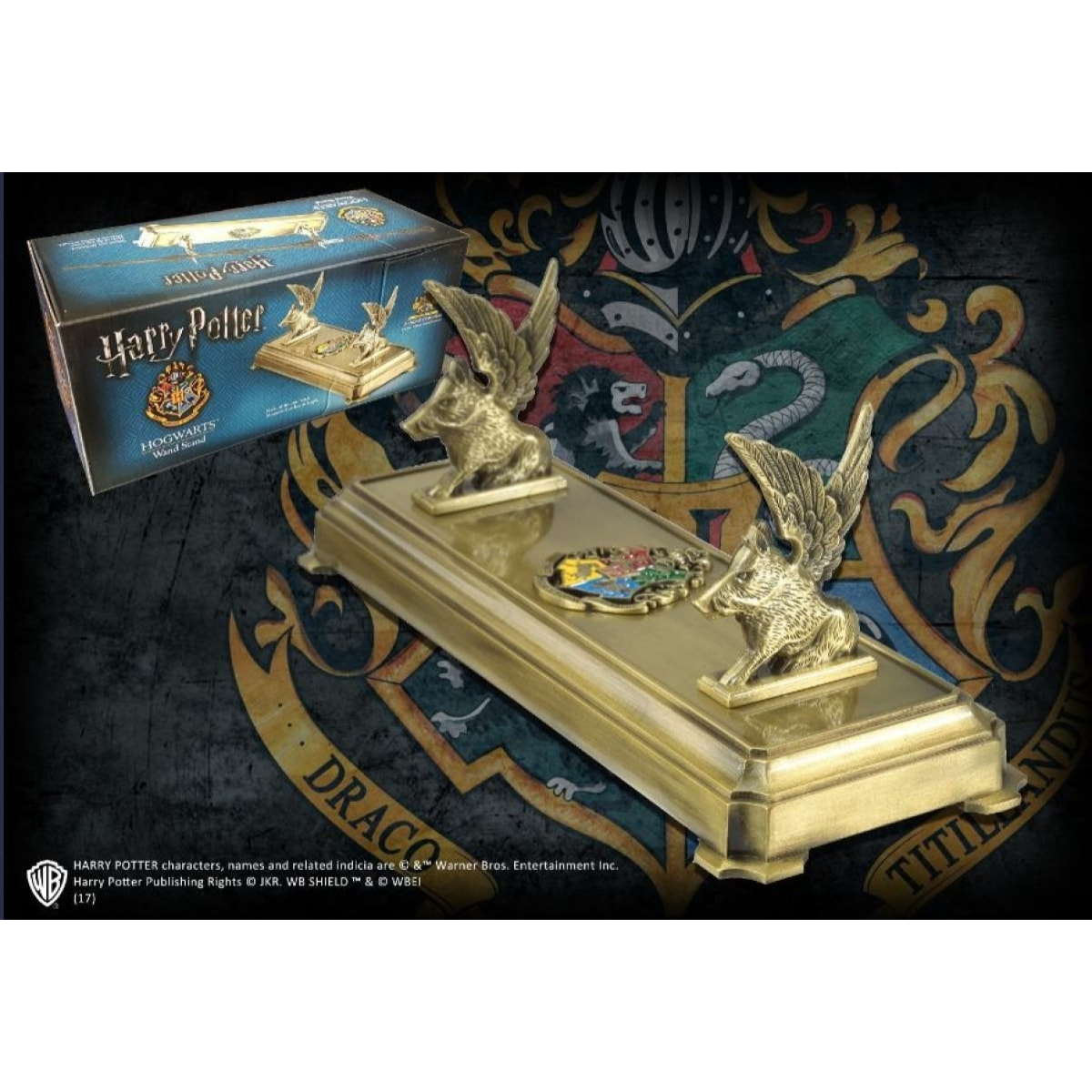 Harry Potter Porta Bacchetta Con Stemma Hogwarts 20 x 7 x 7 cm Noble Collection