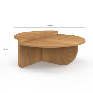 Tables basses rondes asymétriques effet bois