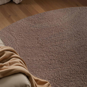 Tapis rond, motif rond, laine tissée main yox, chaleureux