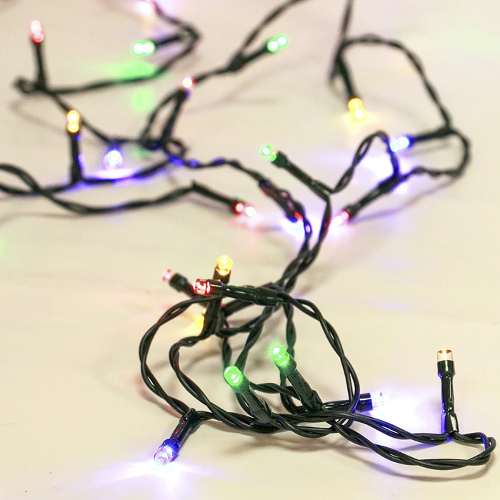 DAM Luces multicolor micro 50 LED de batería impermeable, cable verde. Para exterior 5,4 metros. 7x5,5x9,5 Cm. Color: Multicolor