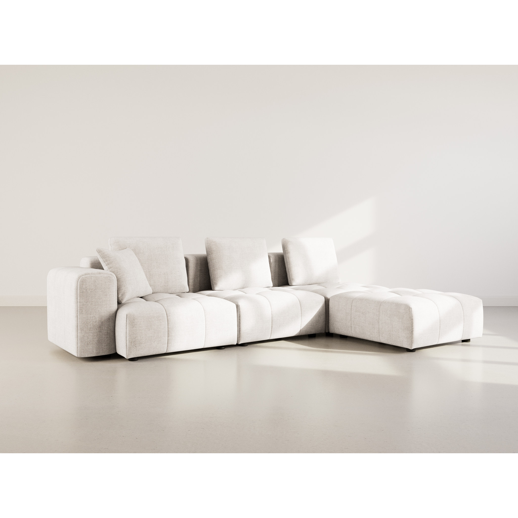 Colette - Canapé modulable d'angle réversible 4 places en velours texturé - Beige